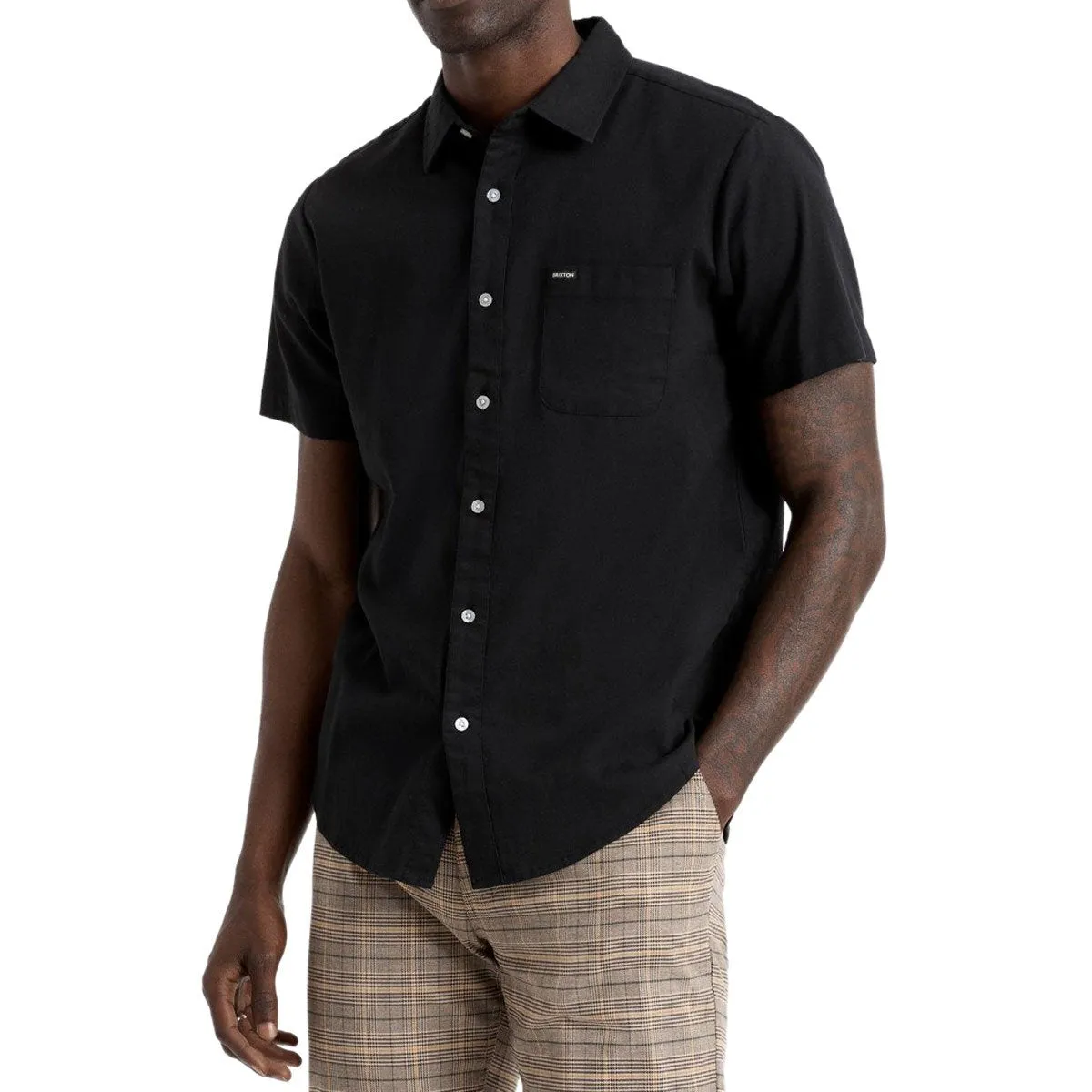 Brixton Charter Oxford Shirt - Black Layering Essential All Purpose Weave Design