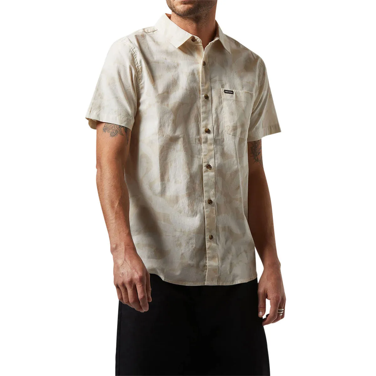 Artistic Design Eco Friendly Dye Brixton Charter Print Shirt - Beige/White Cap Floral
