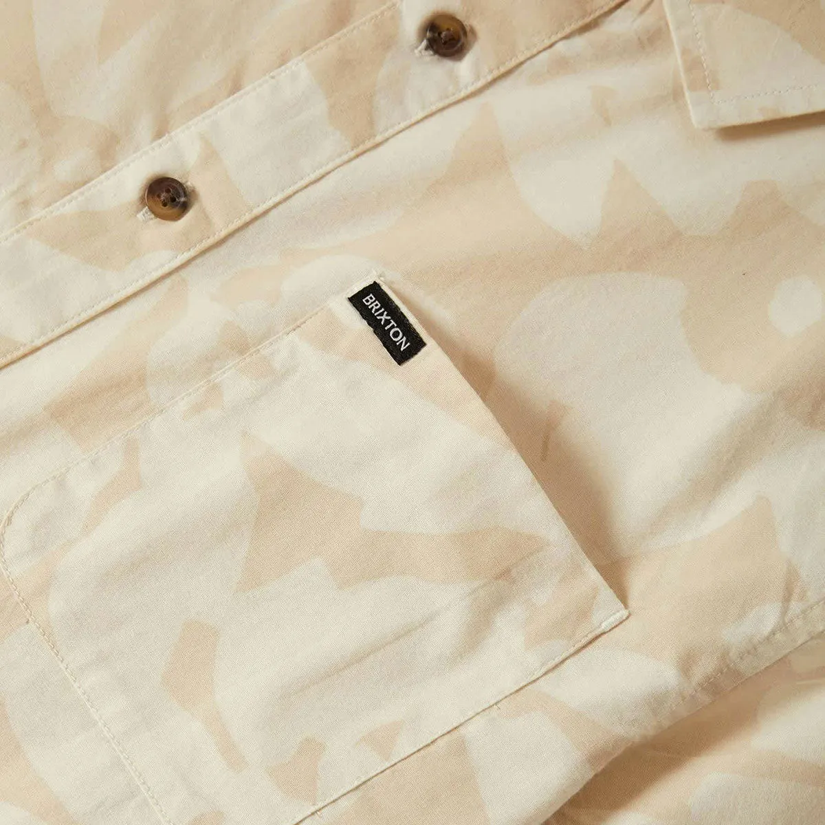 Easy Care Resort Wear Brixton Charter Print Shirt - Beige/White Cap Floral