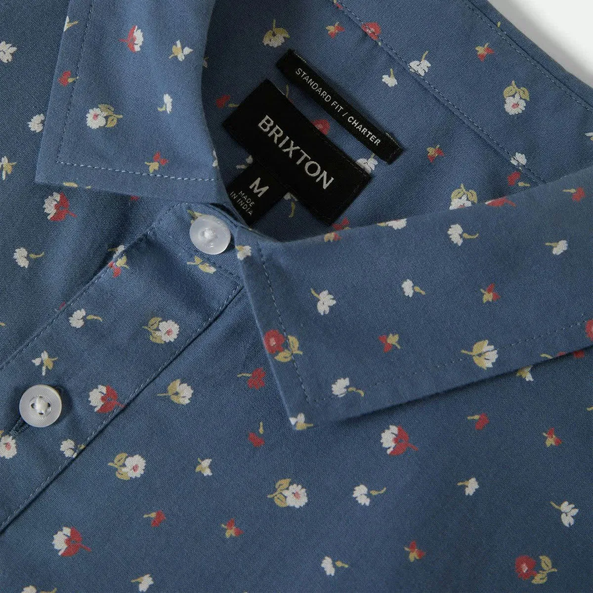 Brixton Charter Print Shirt - Bering Sea/Micro Floral Ruffle Edge V-Neck