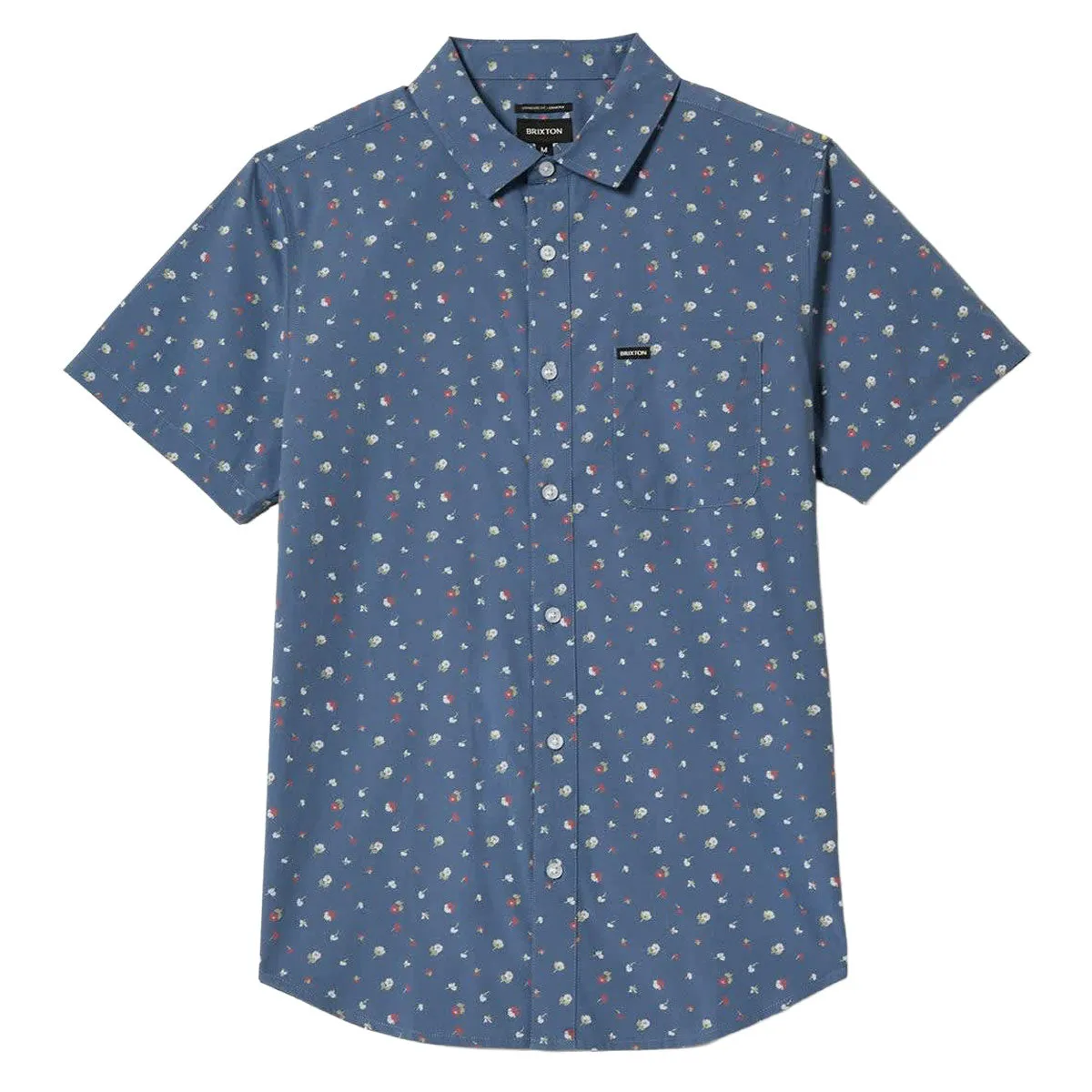 vacation wear Embroidered Logo Brixton Charter Print Shirt - Bering Sea/Micro Floral