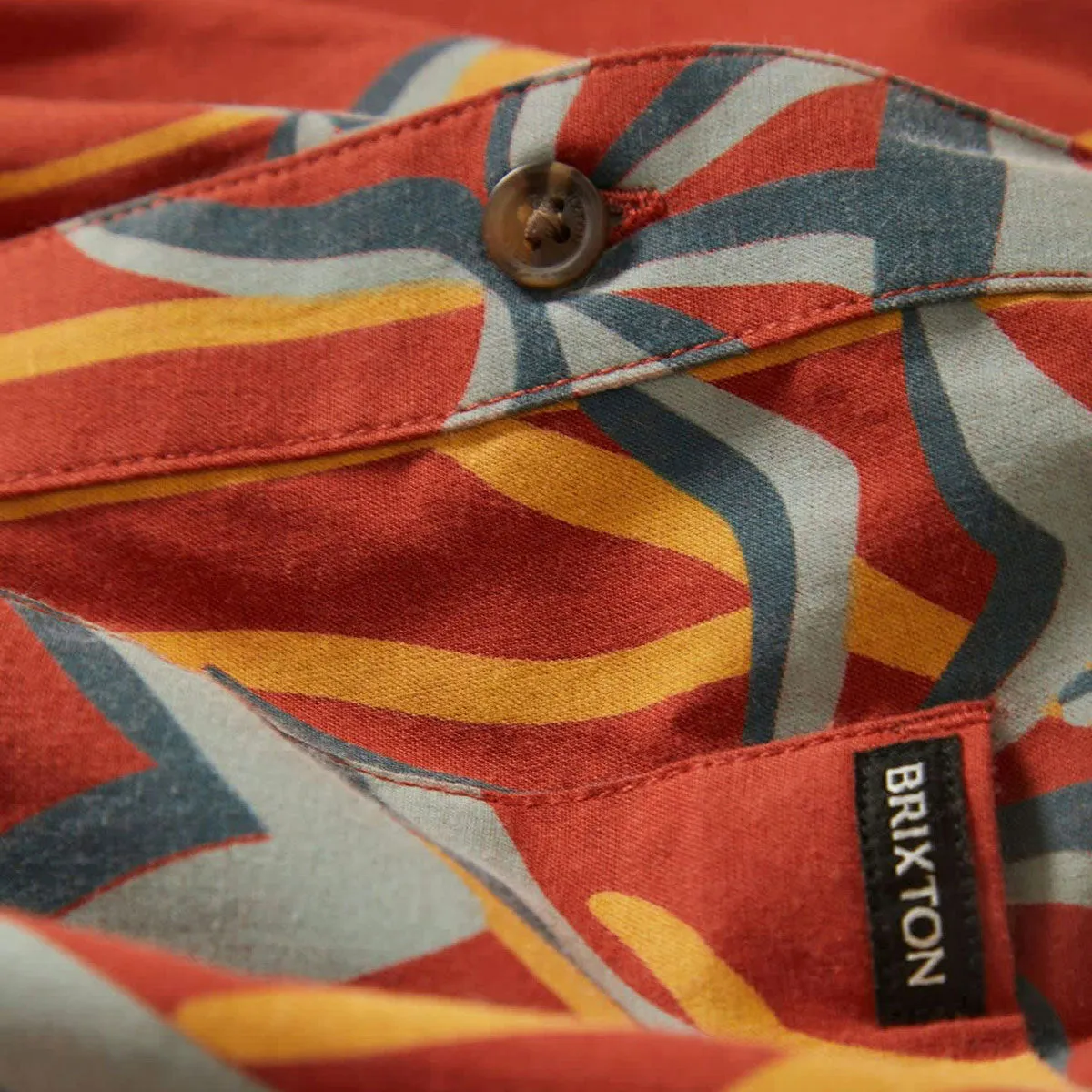 Anti Pilling Finish Durable Thread Construction Brixton Charter Print Shirt - Dark Red Scenic Trip