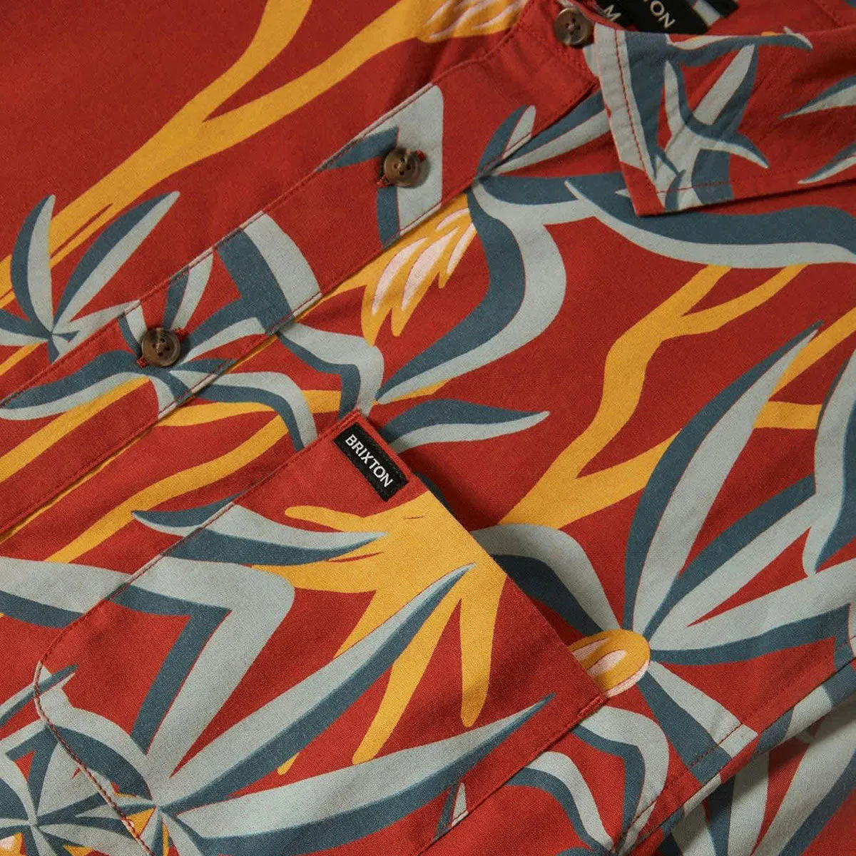 Brixton Charter Print Shirt - Dark Red Scenic Trip Trendy designs