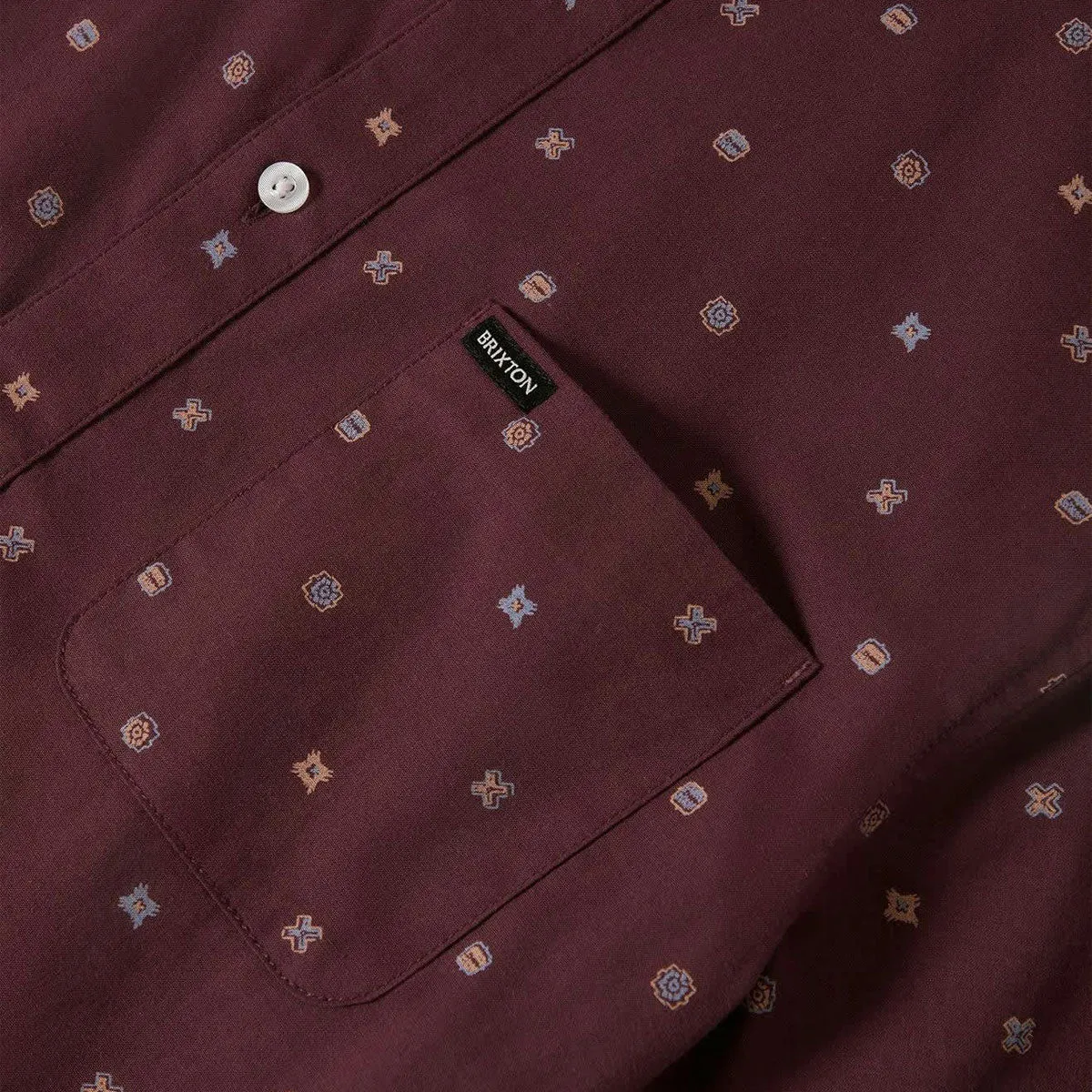 Brixton Charter Print Shirt - Port/Micro Geo Backpacking Trip Neutral Tone