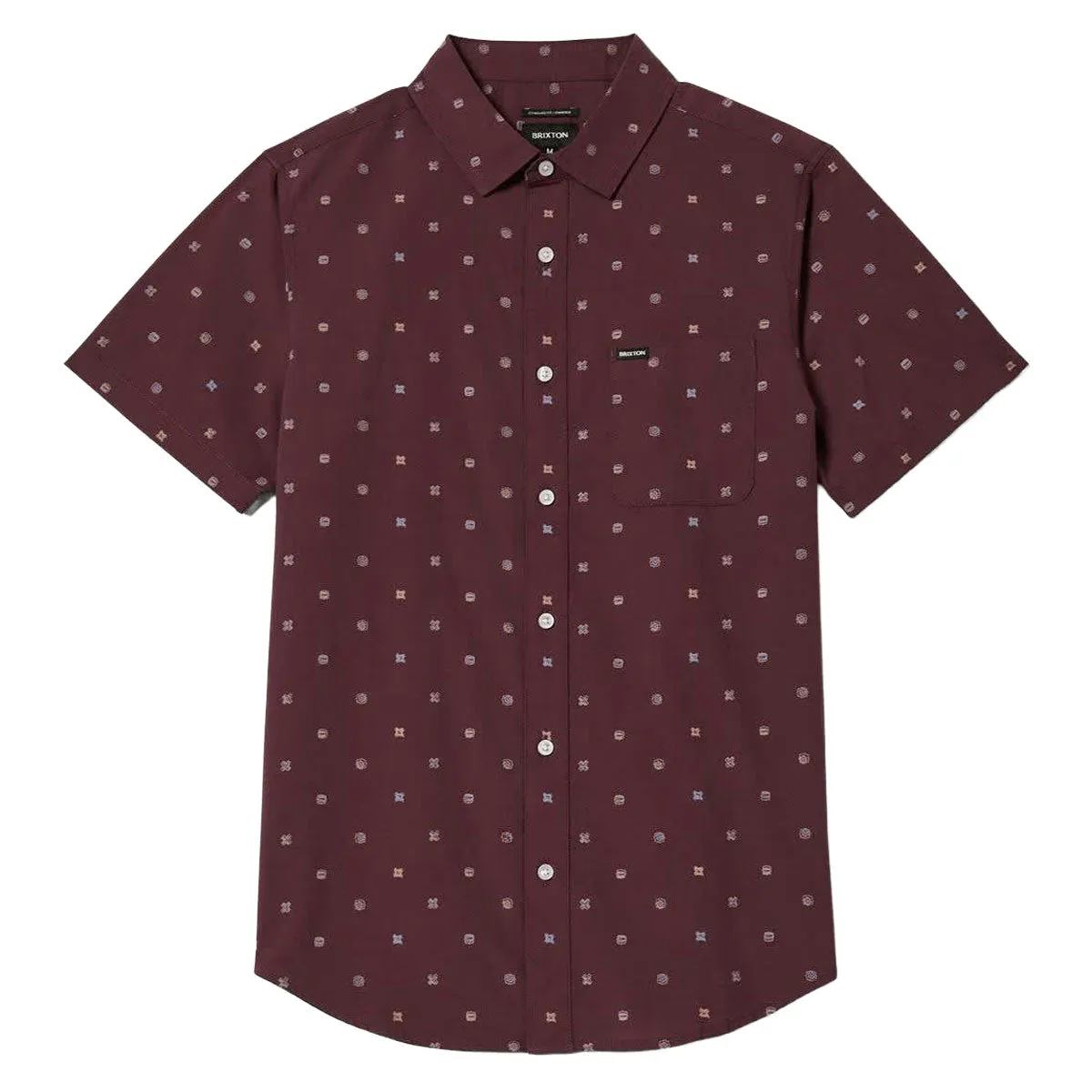 Brixton Charter Print Shirt - Port/Micro Geo Layered Design Brushed Inner Lining