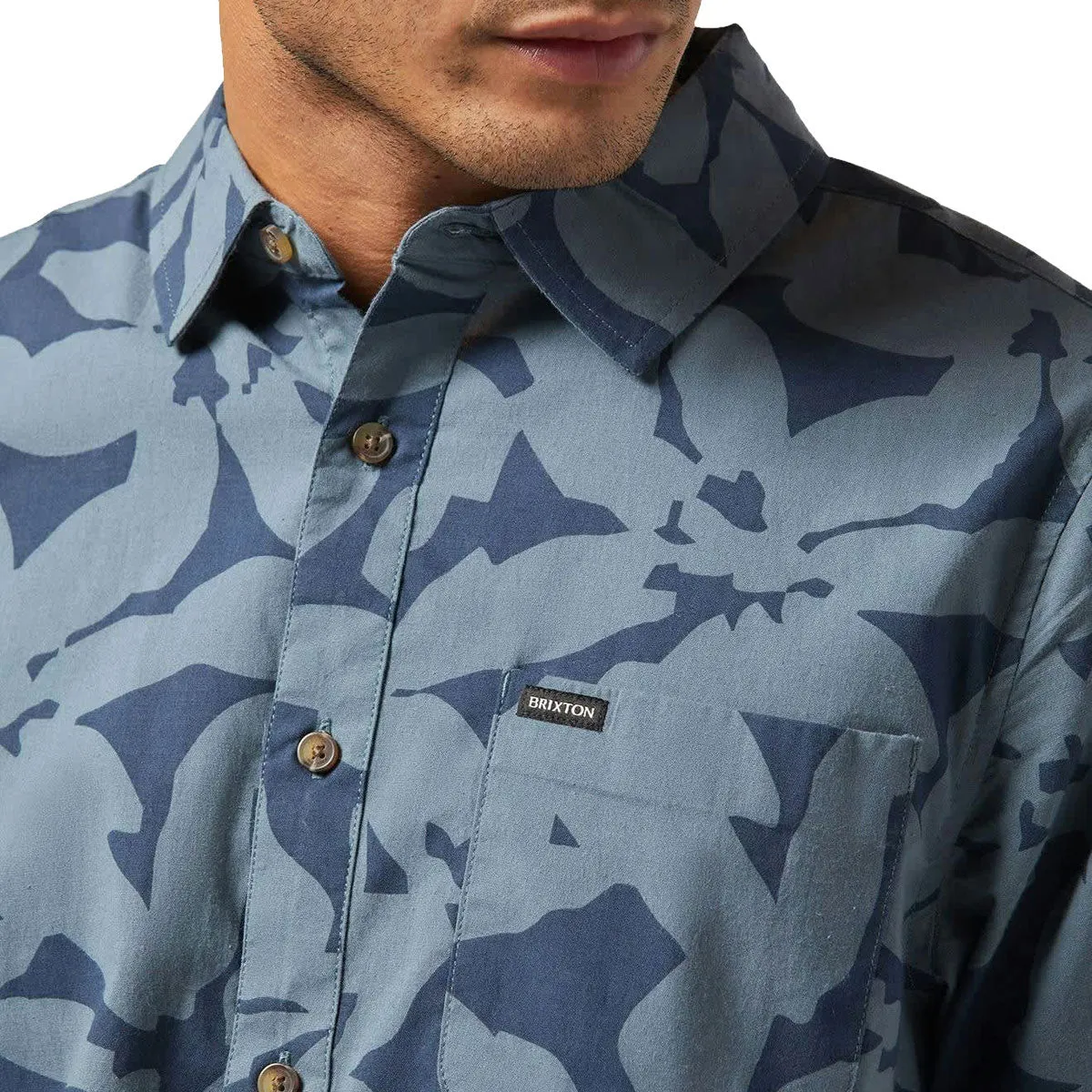 Team Building Relaxed Comfort Brixton Charter Print Shirt - Washed Navy/Azure Blue Floral