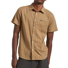 Brixton Charter Stripe Shirt - Rustic Caramel/Night Sage Multi Pocket Design Button front