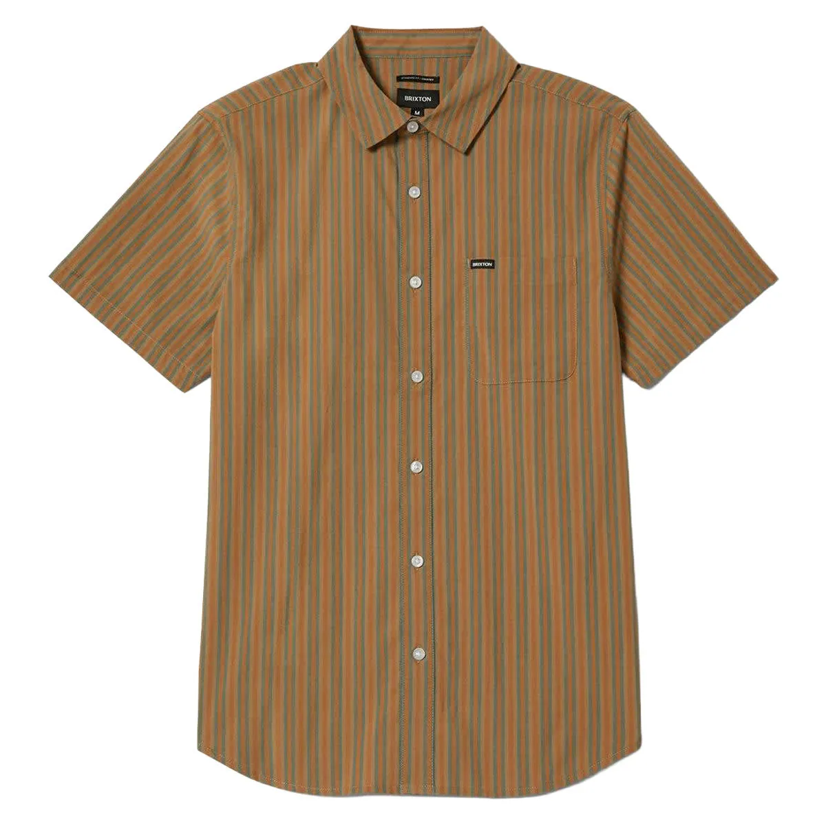 EasyCare Fabric Durable Texture Brixton Charter Stripe Shirt - Rustic Caramel/Night Sage