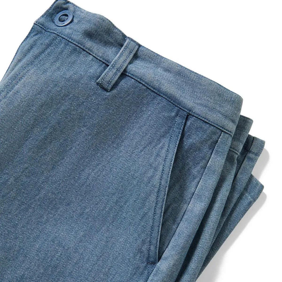 stain - resistant Brixton Choice Chino Baggy Shorts - Light Wash Denim Herringbone