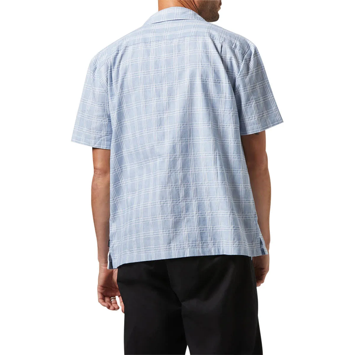 Lounge Wear Effortless Comfort Brixton Cru Oxford Plaid Shirt - Light Blue/White Plaid