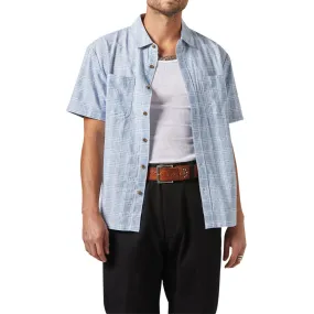 Athletic Cut Brixton Cru Oxford Plaid Shirt - Light Blue/White Plaid