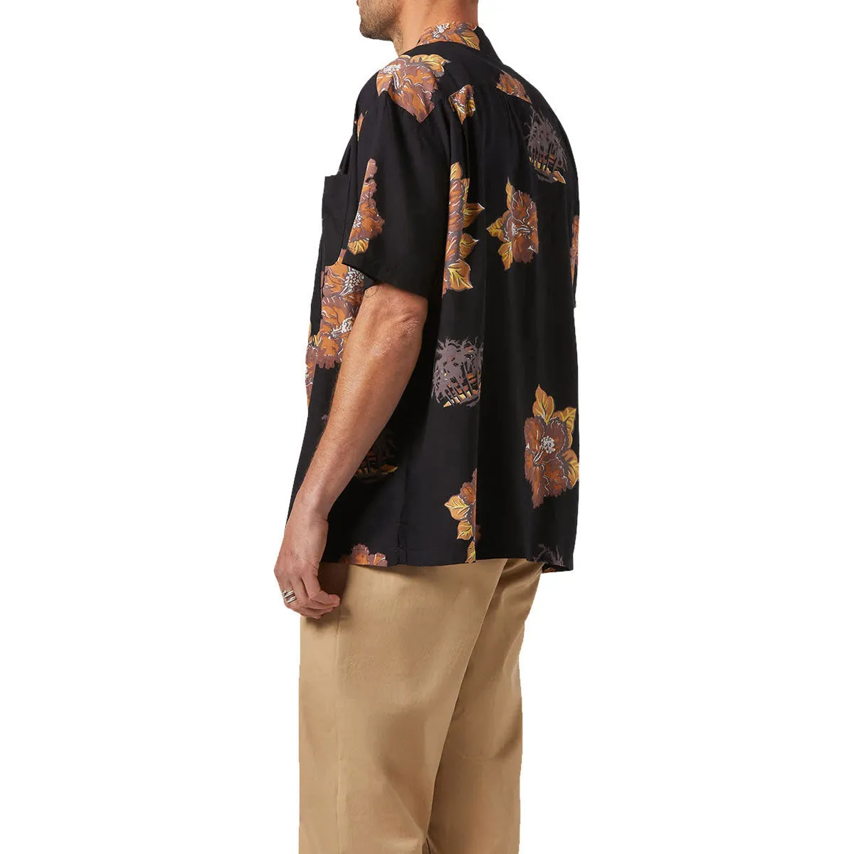 Brixton Cru Print Shirt - Washed Black/Charcoal Floral Seasonal Fashion Odor Control Technology