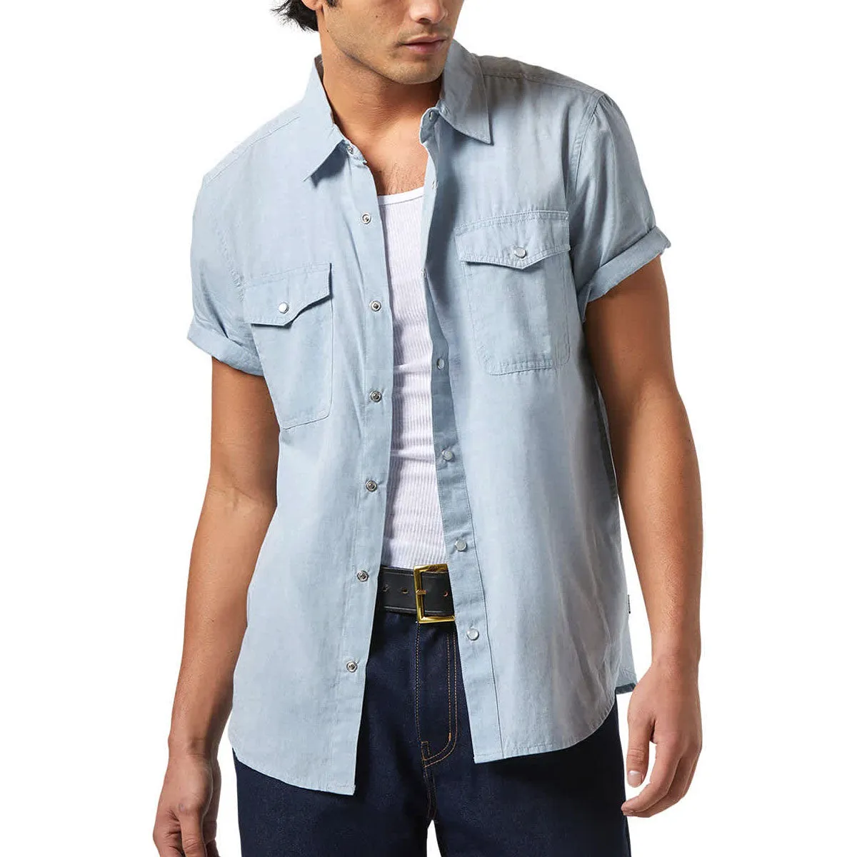 Urban Edge Essential Wardrobe Brixton Wayne Shirt - Medium Blue