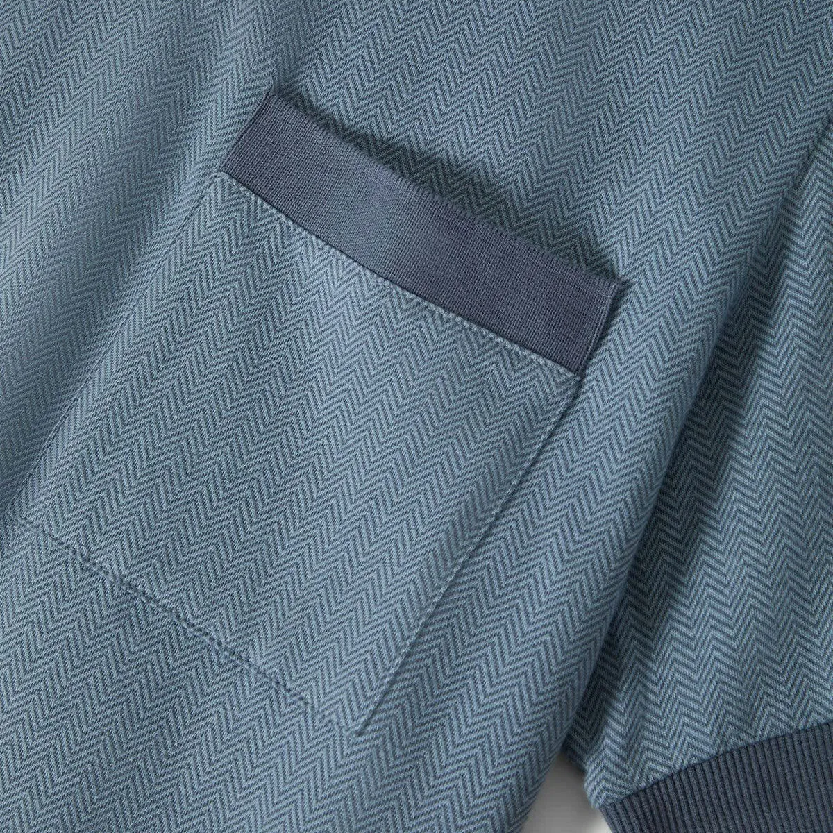 Lounge Wear Cuffed hem Brixton Weekend Herringbone Polo Shirt - Borrow Blue/Berring Sea