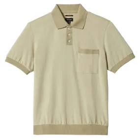 Brixton Weekend Herringbone Polo Shirt - Whitecap/Elm Nautical Look Adjustable Cuffs