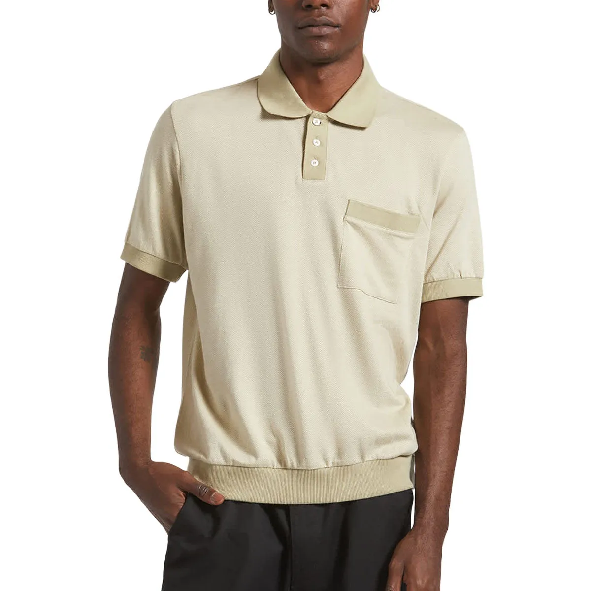 Brixton Weekend Herringbone Polo Shirt - Whitecap/Elm birthday party Sheer Panel