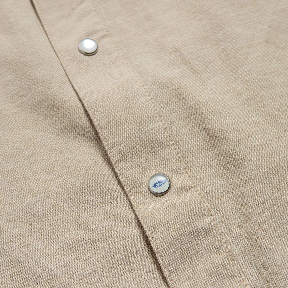 Brixton x Ford Western Shirt - Khaki Moisture Wicking Material Bold Pattern