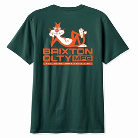 Brixton Cool Cat T-Shirt - Deep Emerald Stylish and Fun Cozy Design