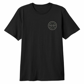 Brixton Crest II T-Shirt - Black/Dark Sage/Warm Grey Eco Friendly Production No Shrink Fabric