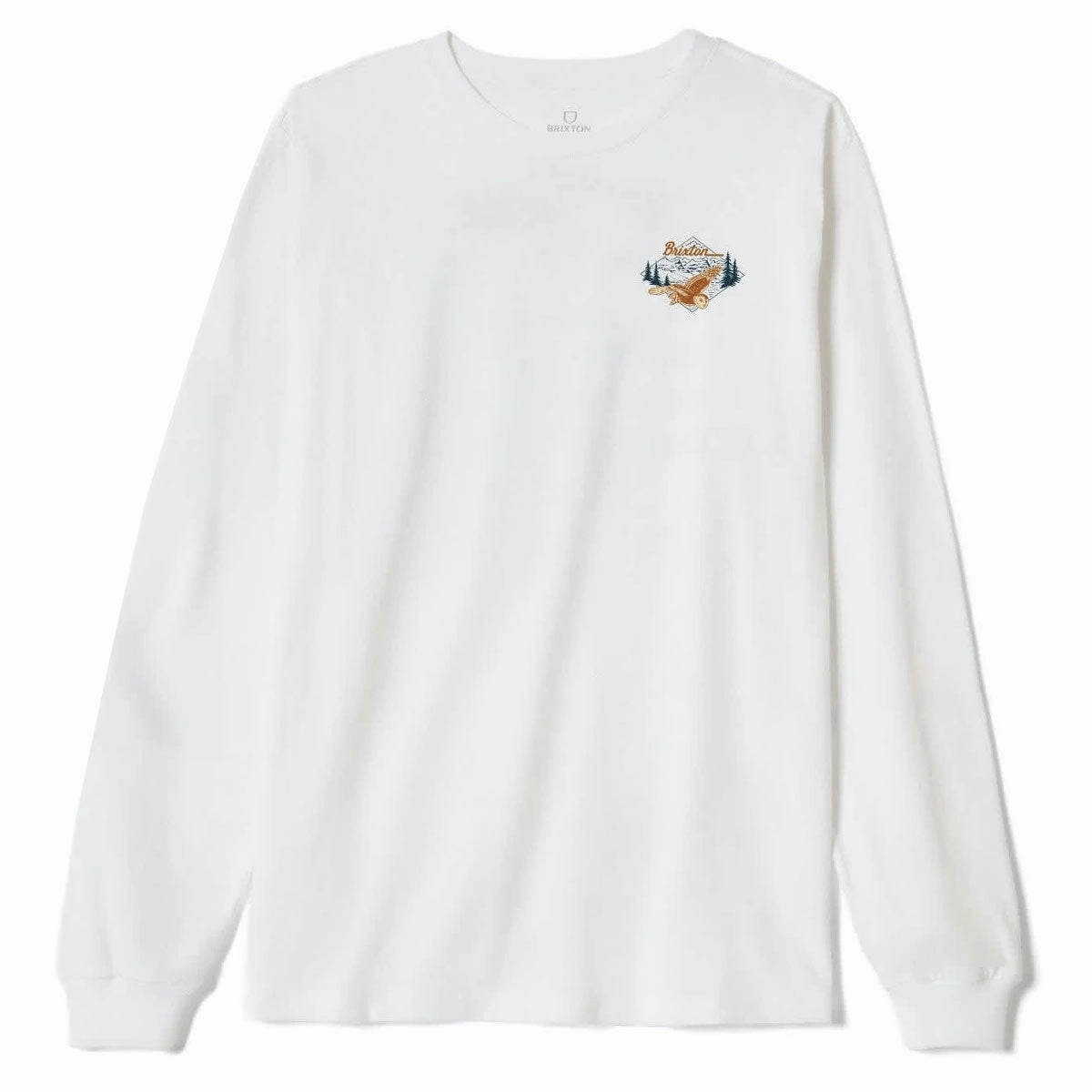 No Slip Shoulder Design Soft Texture Brixton Driftway Long Sleeve T-Shirt - White