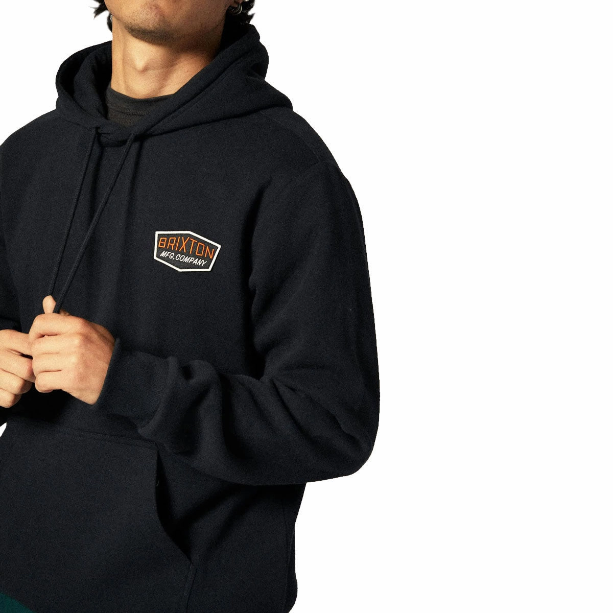 Brixton Freeman Hoodie - Black French Terry Construction Minimalist Wardrobe