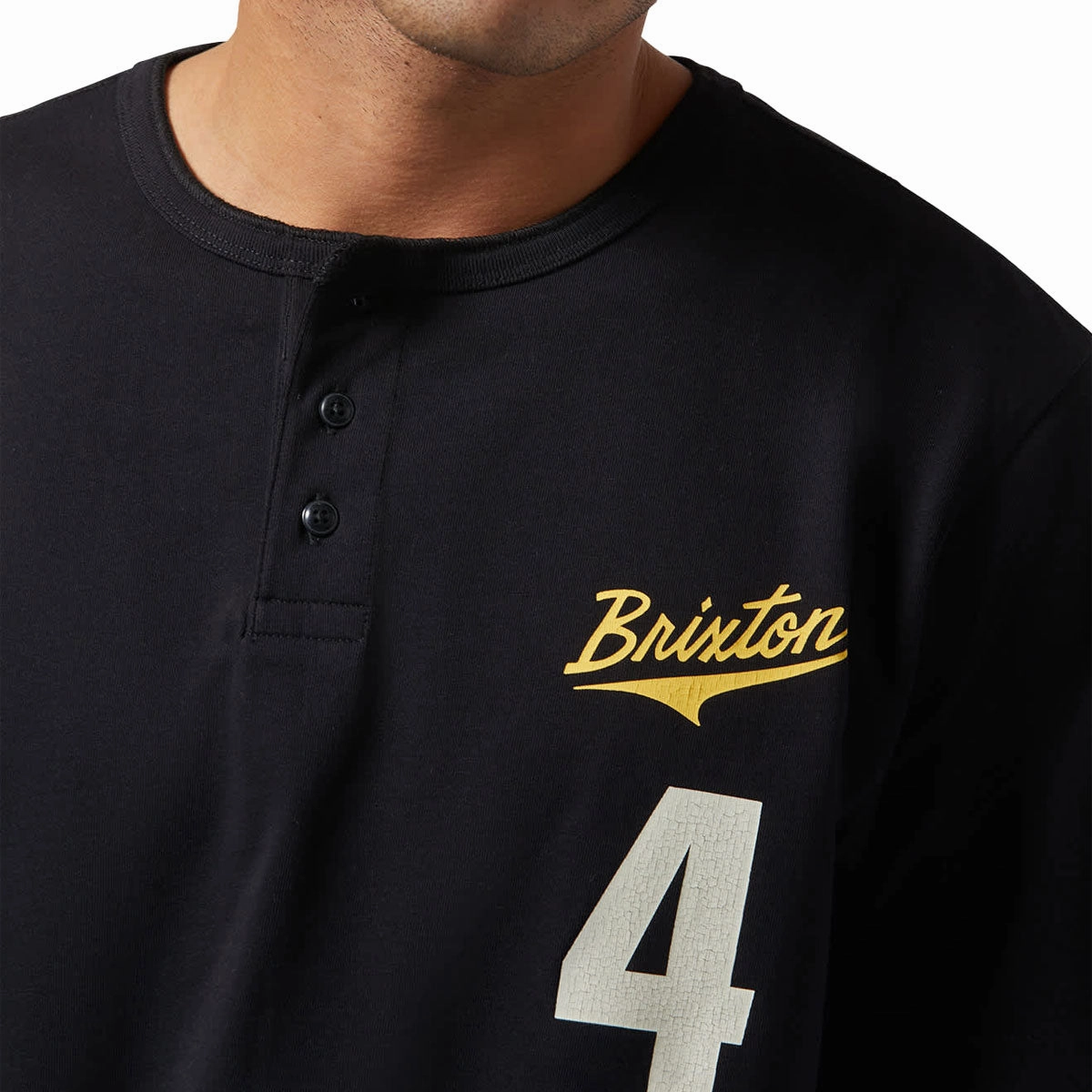 Anti Perspiration Lining Fashion-Forward Brixton The League Baseball T-Shirt - Black/Black