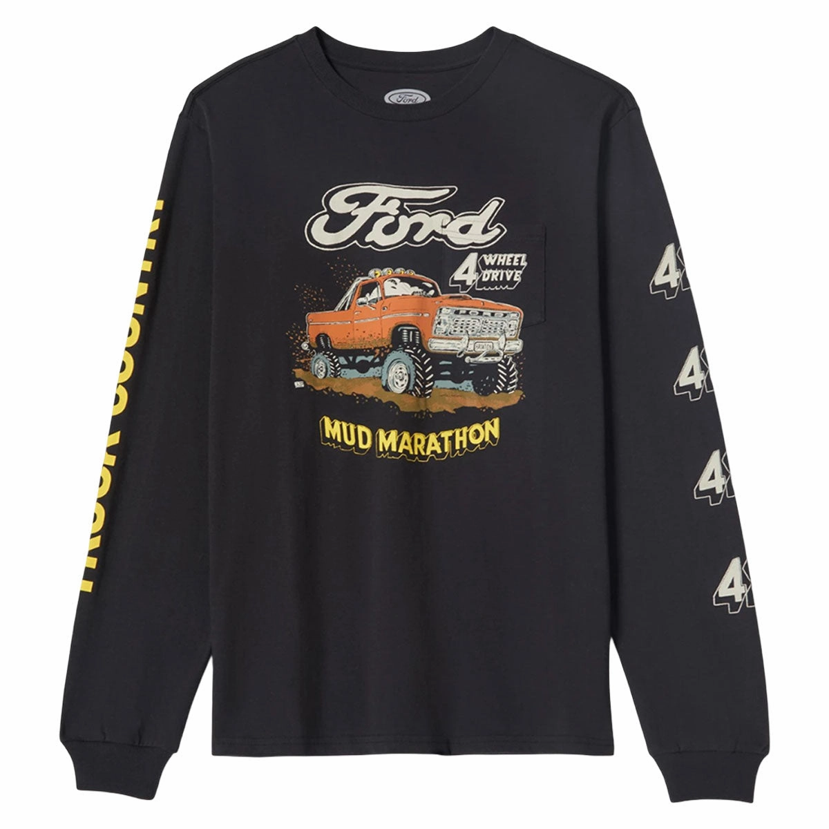 Brixton x Ford Mud Marathon Long Sleeve T-Shirt - Burnt Rubber Layered Comfort EcoConscious Processing