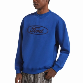 Brixton x Ford Number One Fleece Crew Sweatshirt - Ford Blue Alpaca like