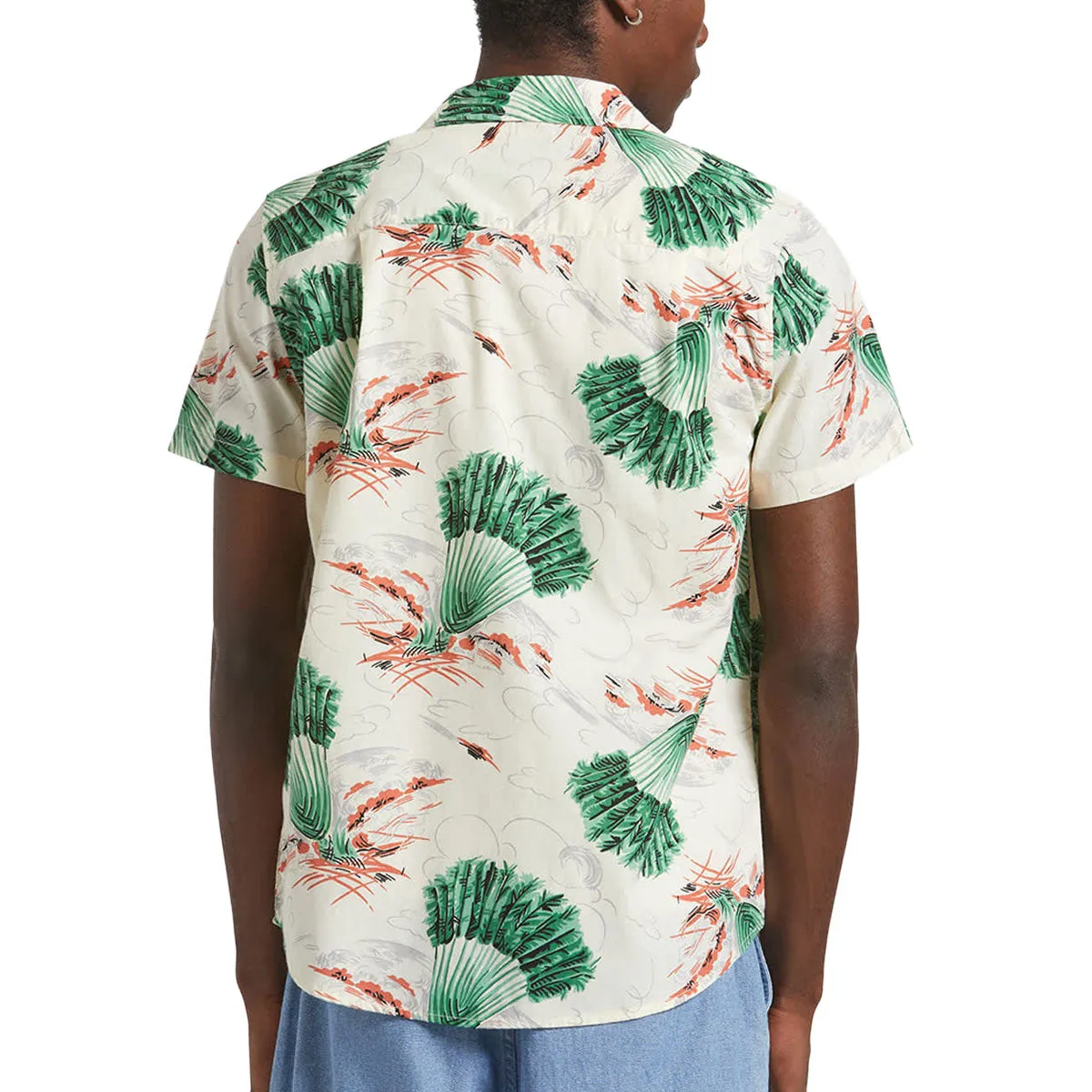 Adjustable Cuff Closure Trendsetting Design Brixton Charter Print Shirt - Vintage Palm Print