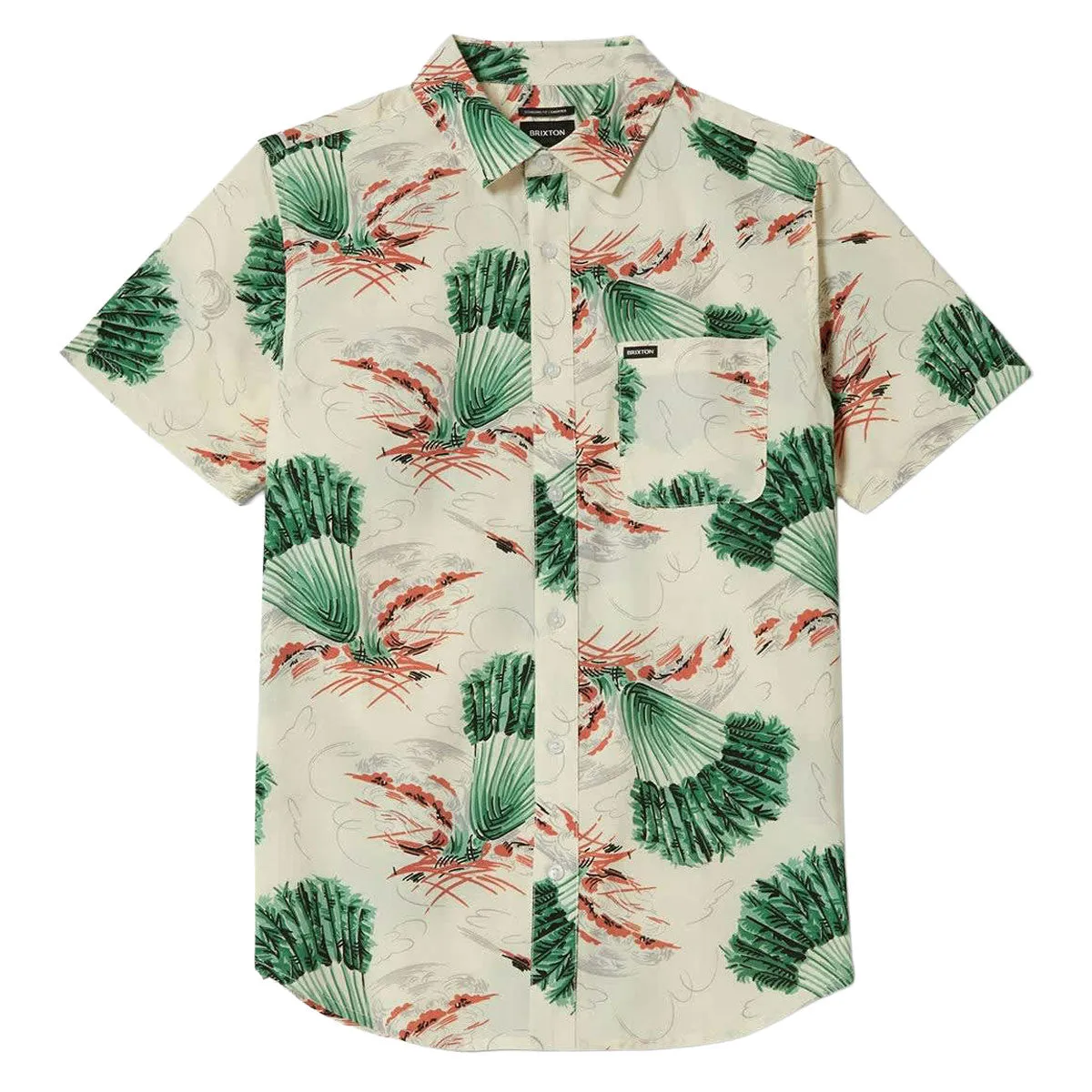 Brixton Charter Print Shirt - Vintage Palm Print Petite Option Loose Comfort