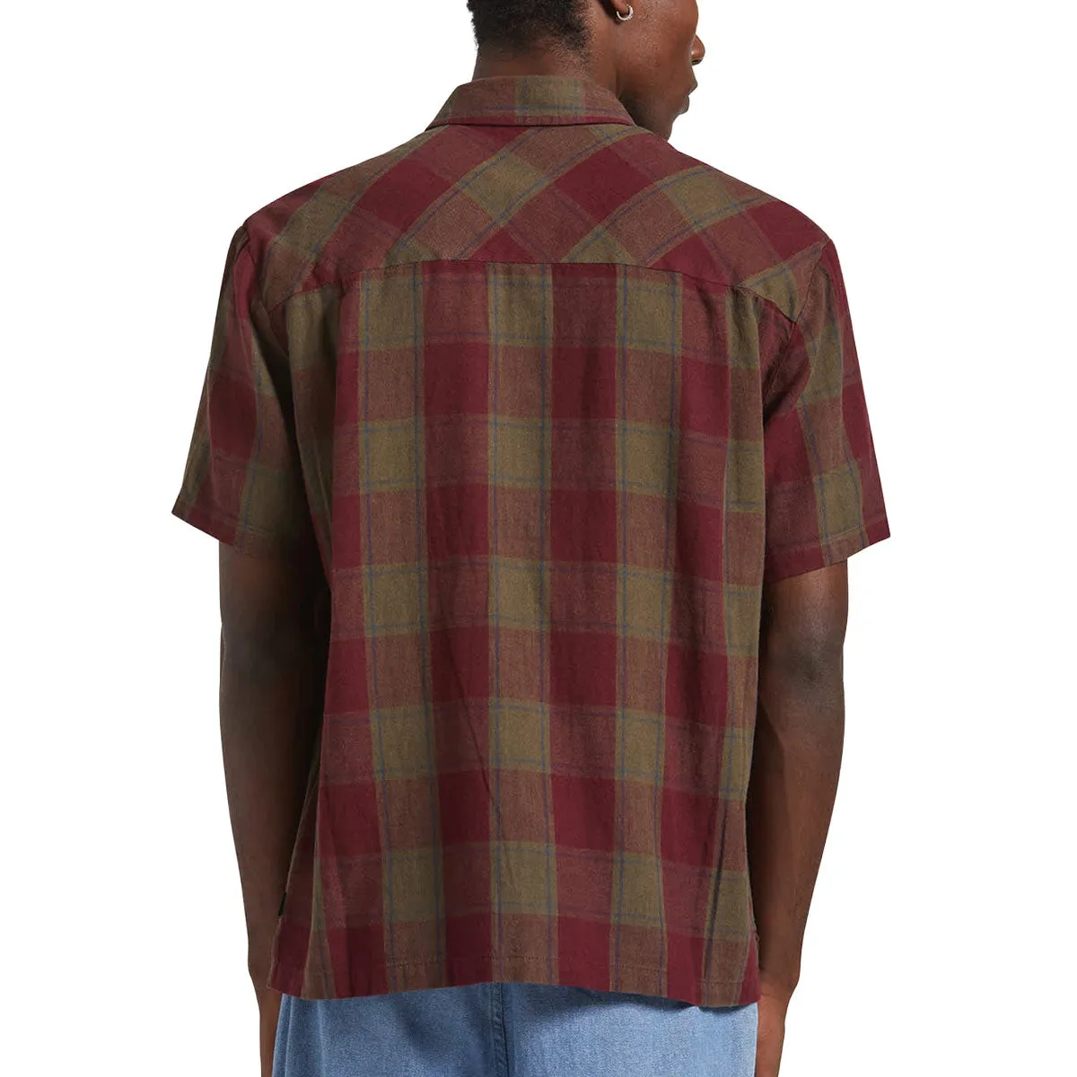 hypoallergenic Brixton Cru Linen Blend Shirt - Olive Surplus/Port