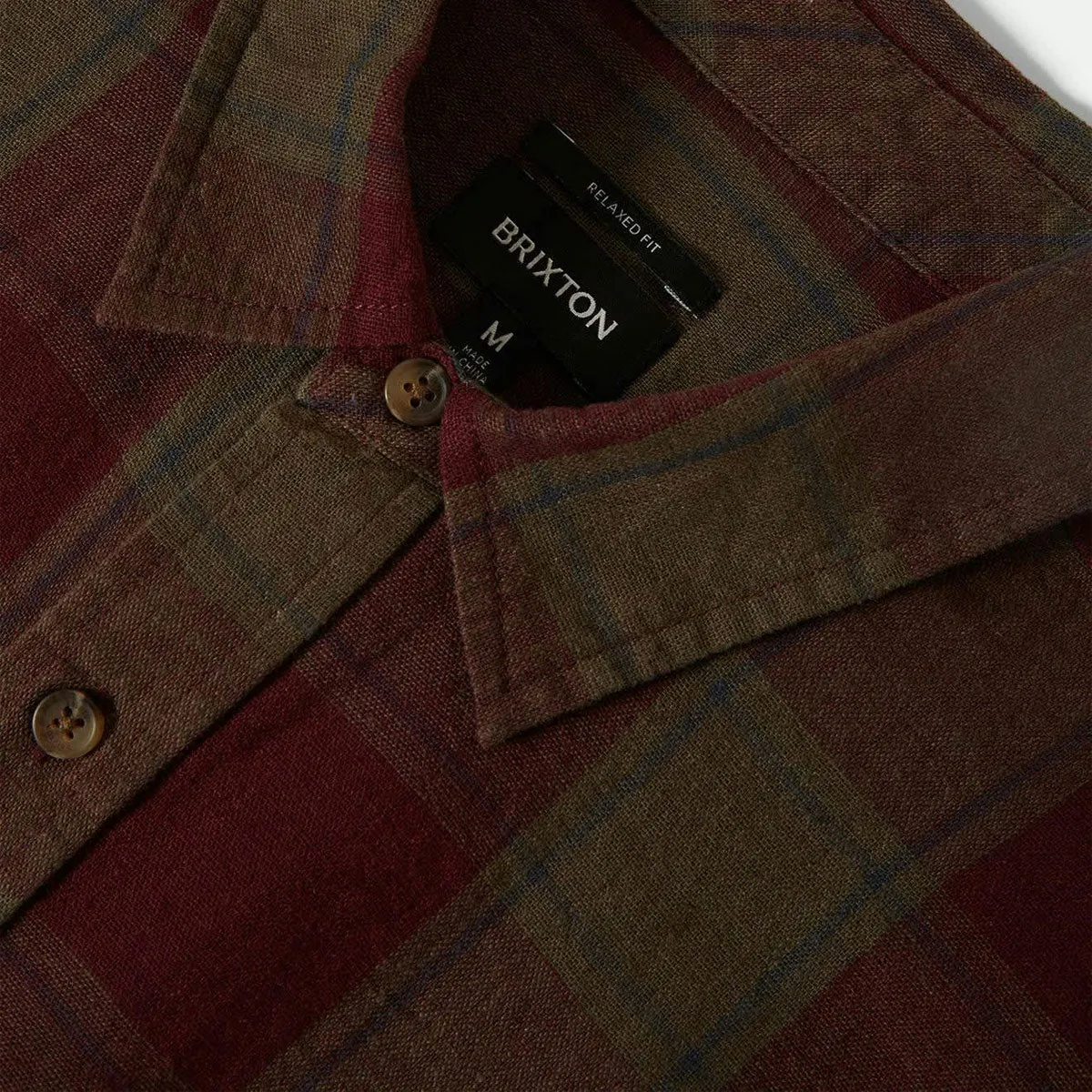 Brixton Cru Linen Blend Shirt - Olive Surplus/Port Coastal Vibes Edgy Design