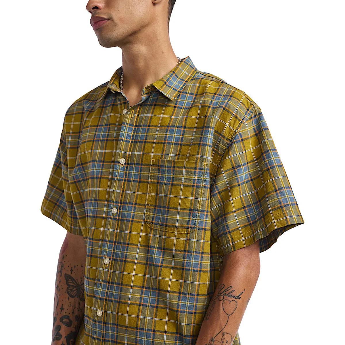 Vans Lawson Plaid Shirt - Burnt Gold/Stormy Weather Tagless Labeling