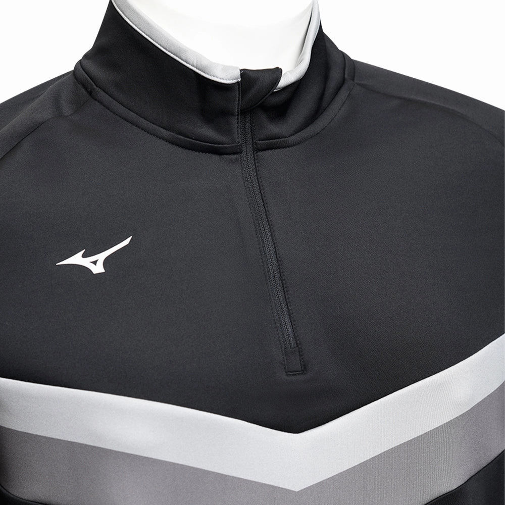 Cozy Protection All Day Wear Mizuno V Stripe 1/4 Zip Pullover - Black