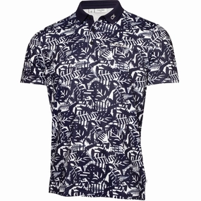 proper length Calvin Klein Abstract Print Polo Shirt - White/Evening Blue