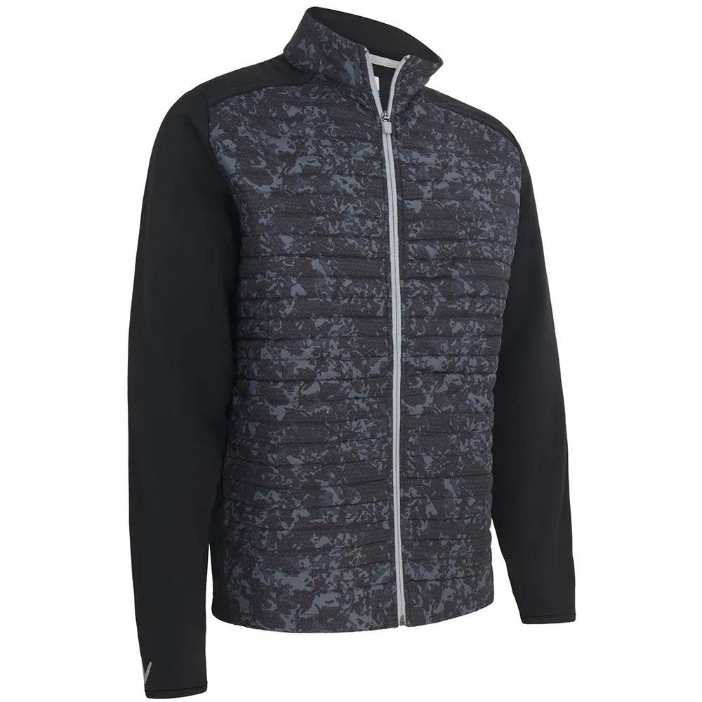 AdjustableCuffs HiddenPockets Callaway Abstract Camo Mixed Media Jacket - Caviar