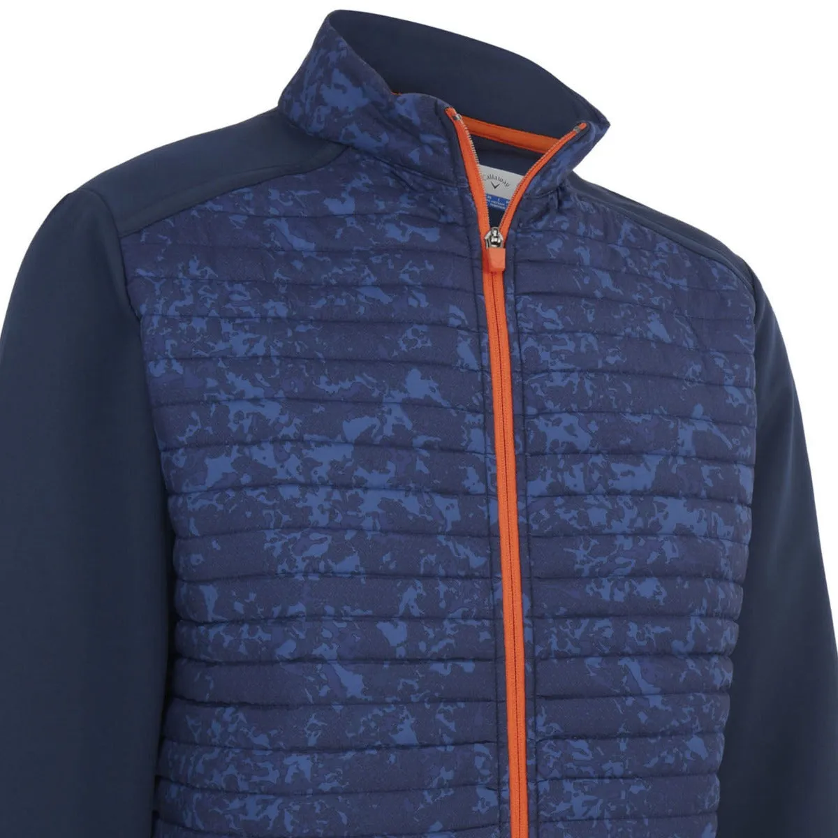 Callaway Abstract Camo Mixed Media Jacket - Navy Blazer Durable Zipper Layered Collar Design