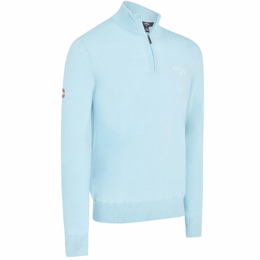 Fashion Top Vacation Style Callaway 1/4 Blended Merino Sweater - Arctic Paradise