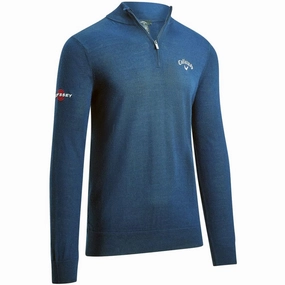 Callaway 1/4 Zip Blended Merino Pullover - Blue Horizon Stylish Look