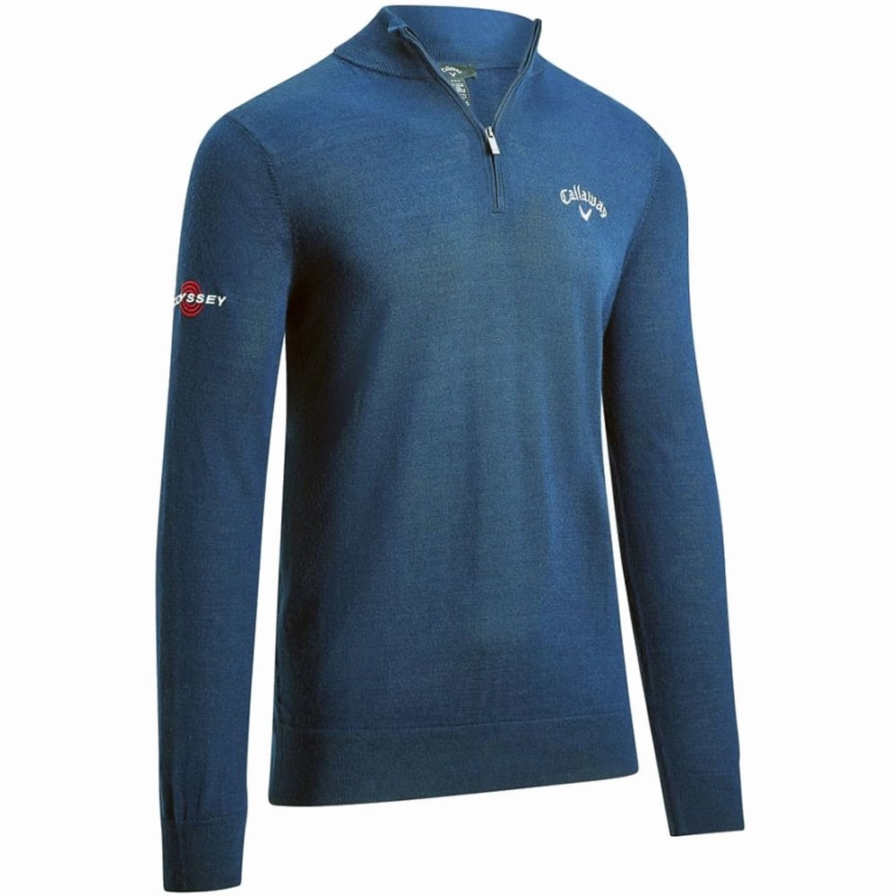 Callaway 1/4 Zip Blended Merino Pullover - Blue Horizon Stylish Look