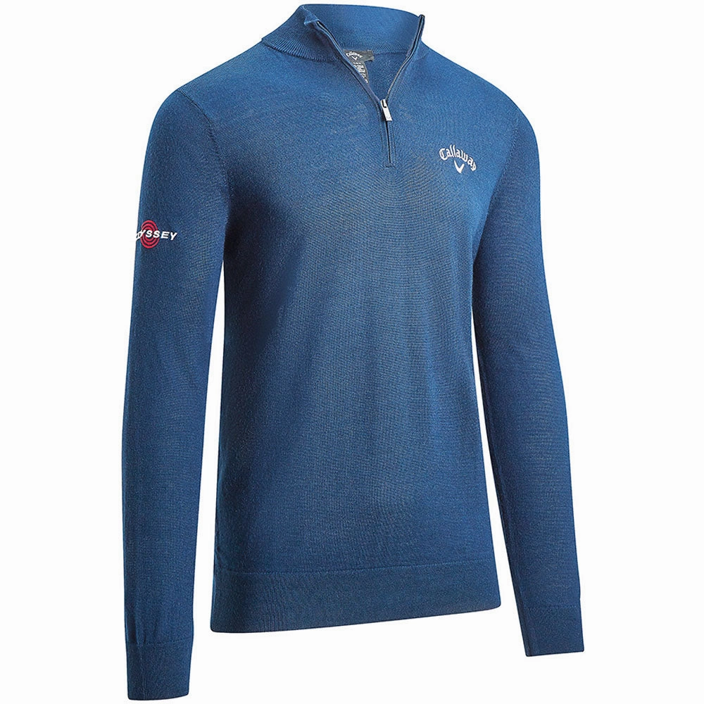Eco Friendly Callaway 1/4 Zip Blended Merino Pullover - Moody Blue