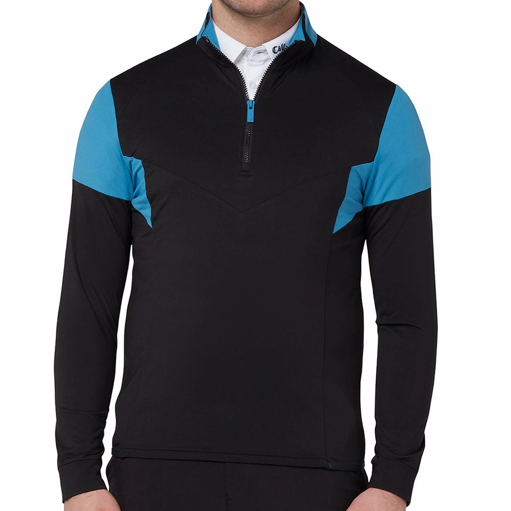 pattern trend Monochrome Look Callaway 1/4 Zip Colour Block Pullover - Caviar