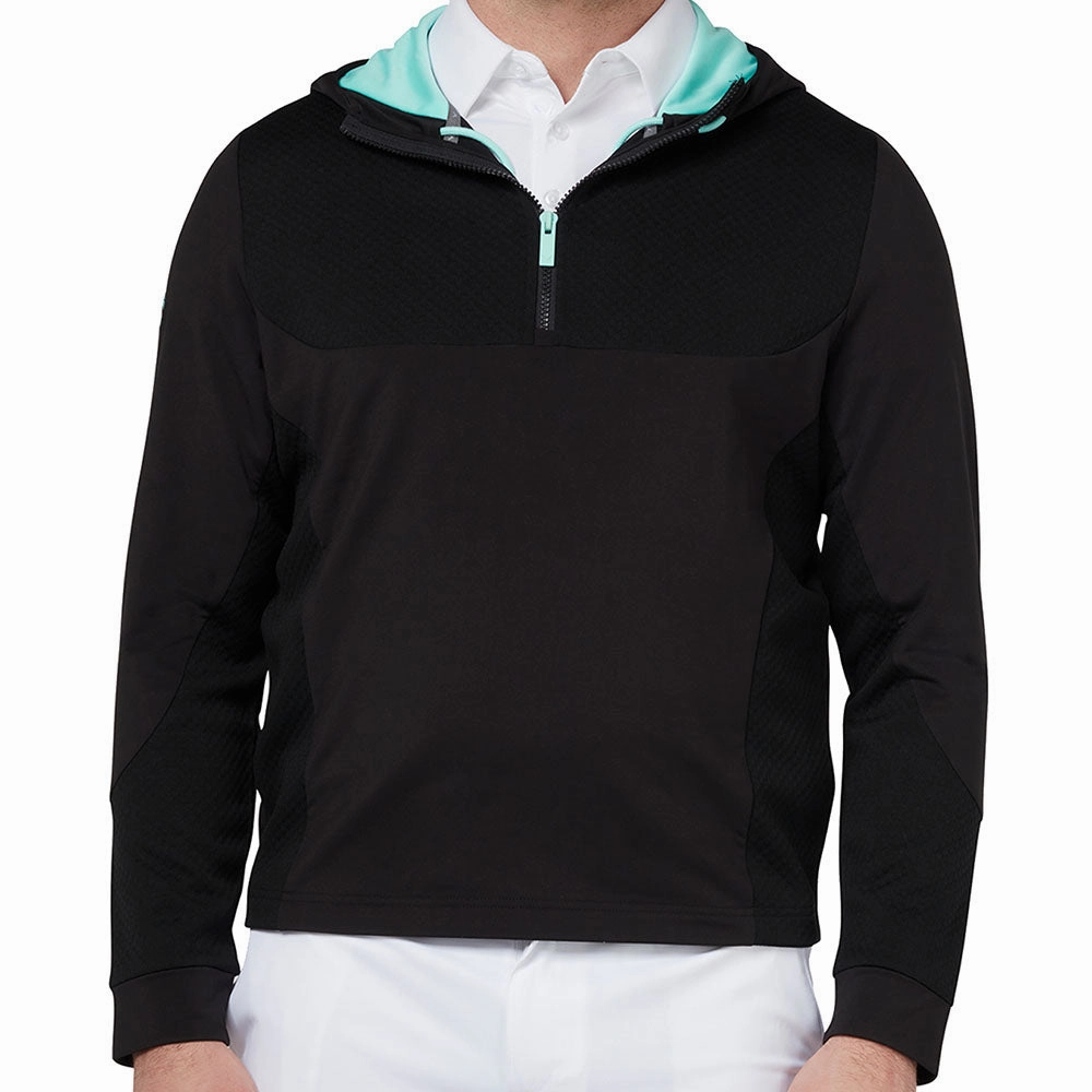 Callaway 1/4 Zip Mixed Media Technical Hoodie - Caviar Chill Layer