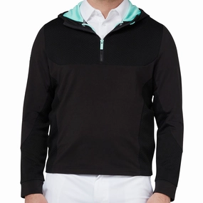 Callaway 1/4 Zip Mixed Media Technical Hoodie - Caviar Chill Layer