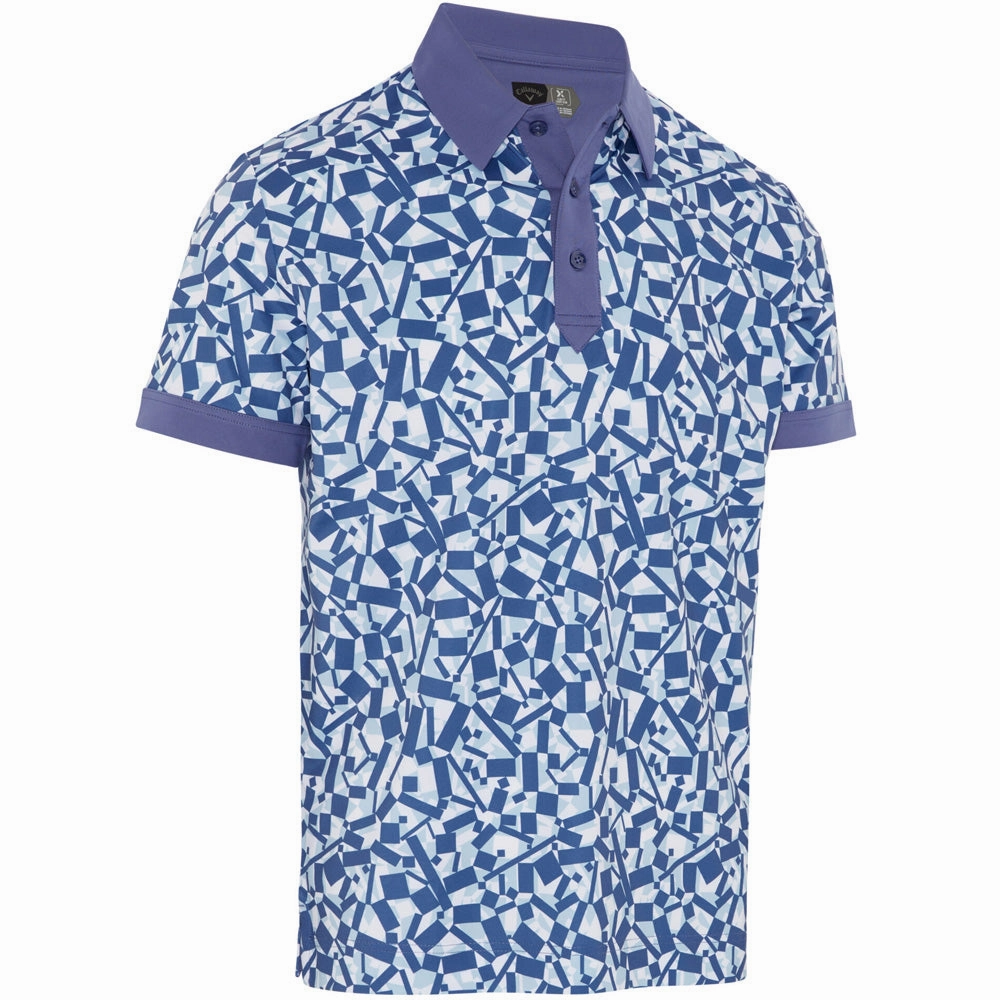 Seam Free Back oversized but not shapeless Callaway Abstract Birdsey Polo Shirt - Bijou Blue