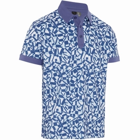 Seam Free Back oversized but not shapeless Callaway Abstract Birdsey Polo Shirt - Bijou Blue