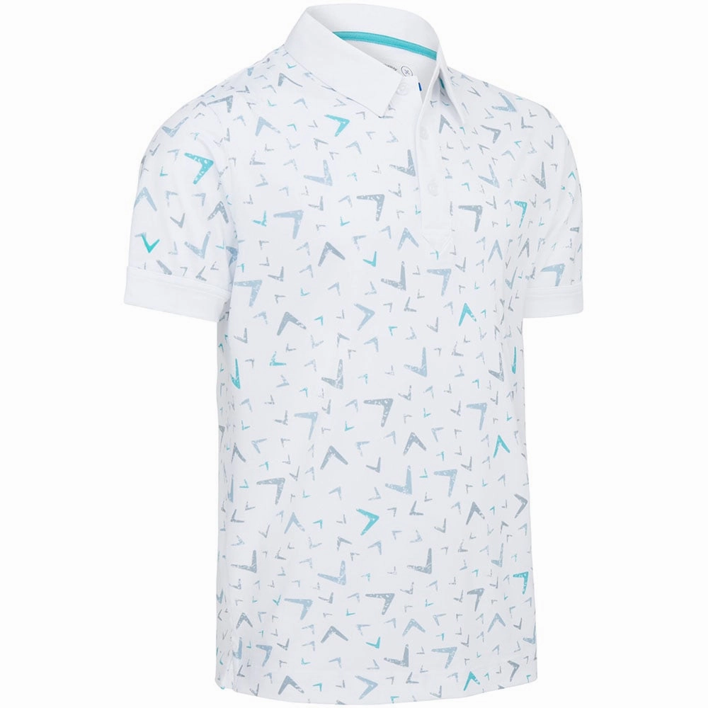 Stylish Design Callaway All Over Chev Geo Polo Shirt - Bright White