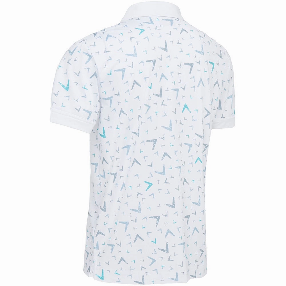 Classic Layer Wear Effortless Vibe Callaway All Over Chev Geo Polo Shirt - Bright White