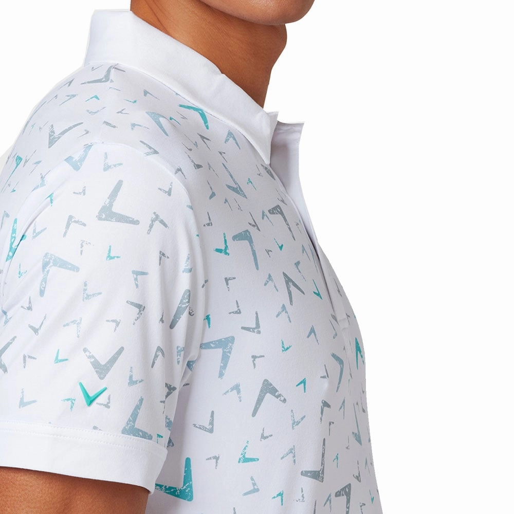 NoSideSeams Callaway All Over Chev Geo Polo Shirt - Bright White