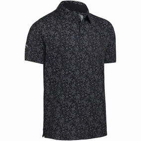 Callaway All Over Chev Polo Shirt - Caviar/Bright White MoistureWicking Technology Sublimation Resistant Fabric
